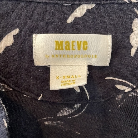 Anthropologie Maeve Winona Babydoll Tunic Top Black White Cotton Sz Xs - Picture 4 of 9